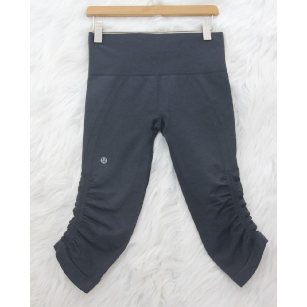 Lululemon Athletica In The Flow II Cropped Scrunch Leggings Womens 4 Black Tight